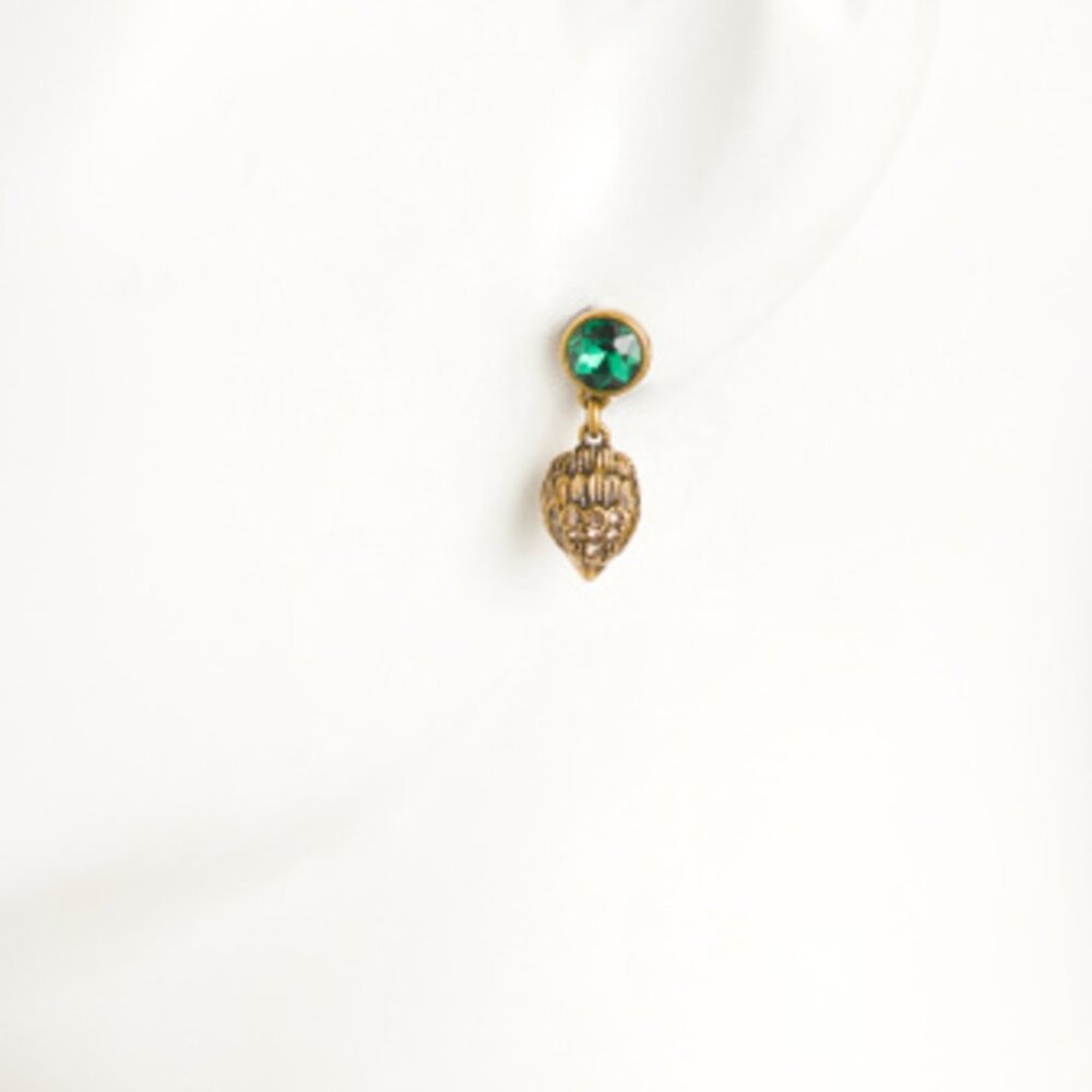 Kurt Geiger London Eagle Stone Drop Earrings Emerald Green Gold - Picture 3 of 6
